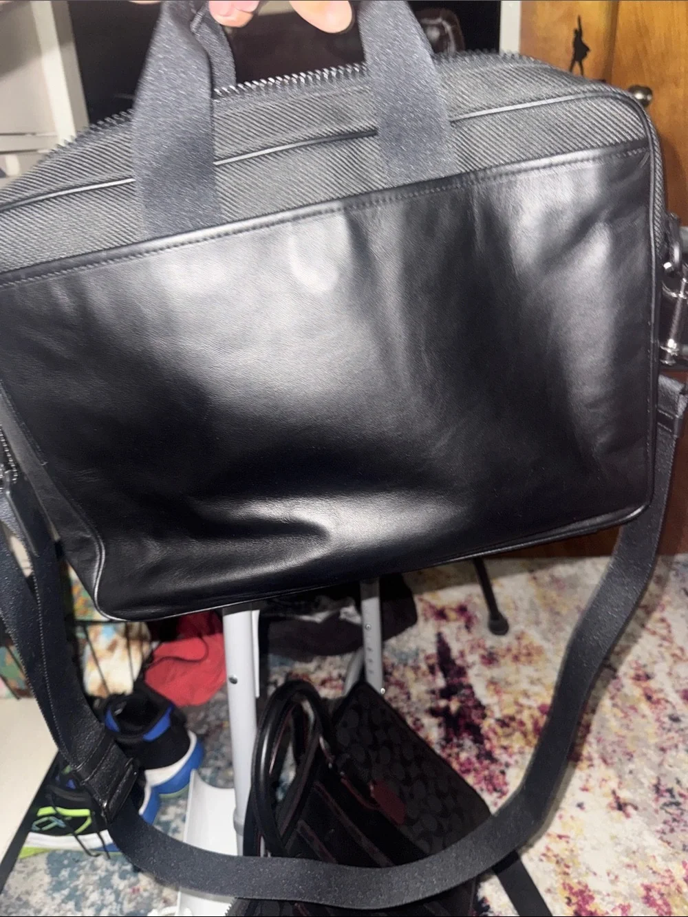Coach Black Men's Laptop Briefcase with Leather Front Pockets